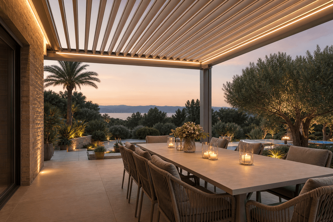 Biyoklimatik pergola sistem detayı